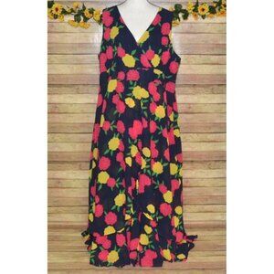 Jessica London Blue Floral Sleeveless Dress Plus Size 24 Flowy Ruffles Spring